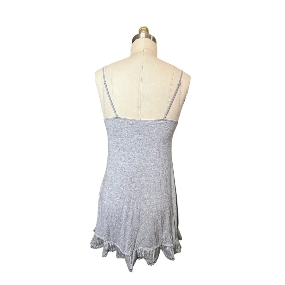 Lace Trim Victoria's Secret Angels Nightgown Ruffle Hem Chemise S Grey Vintage